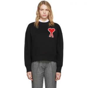 AMI Alexandre Mattiussi Black Oversized Ami De Coeur Sweatshirt AMI Alexandre Mattiussi Black Oversized Ami De Coeur Sweatshirt