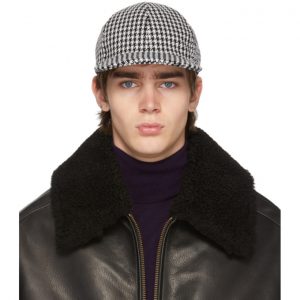 AMI Alexandre Mattiussi Black and White Houndstooth Cap AMI Alexandre Mattiussi Black and White Houndstooth Cap