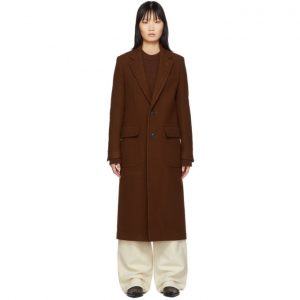AMI Alexandre Mattiussi Brown Two-Buttons Long Coat AMI Alexandre Mattiussi Brown Two-Buttons Long Coat