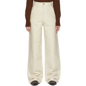 AMI Alexandre Mattiussi Off-White Large Leg Fit Trousers AMI Alexandre Mattiussi Off-White Large Leg Fit Trousers