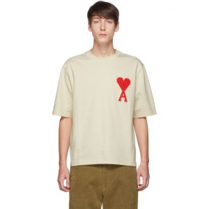 AMI Alexandre Mattiussi Off-White Oversized Ami De Coeur T-Shirt AMI Alexandre Mattiussi Off-White Oversized Ami De Coeur T-Shirt