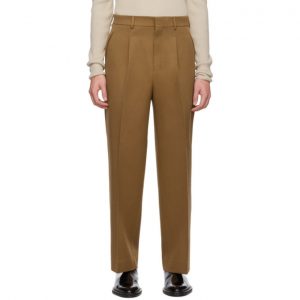 AMI Alexandre Mattiussi Tan Textured Wool Trousers AMI Alexandre Mattiussi Tan Textured Wool Trousers