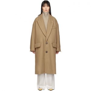 AMI Alexandre Mattiussi Tan Wool Oversized Coat AMI Alexandre Mattiussi Tan Wool Oversized Coat