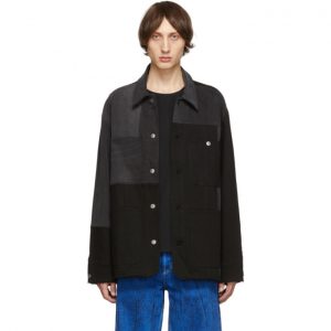 Acne Studios Black and Grey Bla Konst Mathers Recrafted Jacket Acne Studios Black and Grey Bla Konst Mathers Recrafted Jacket