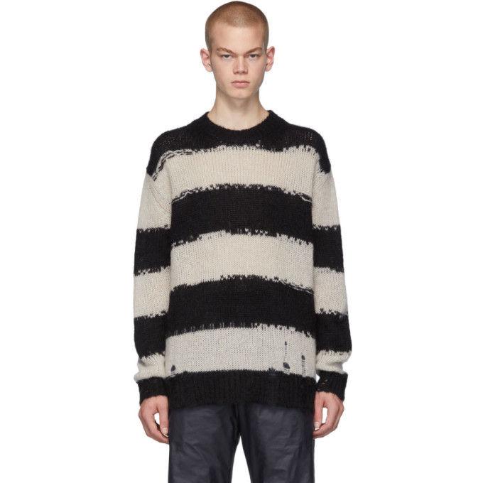 Acne Studios Black and Grey Stripe Kantonia Sweater | The Fashionisto