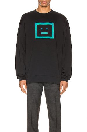 Acne Studios Forba Check Face Sweatshirt in Black Acne Studios Forba Check Face Sweatshirt in Black