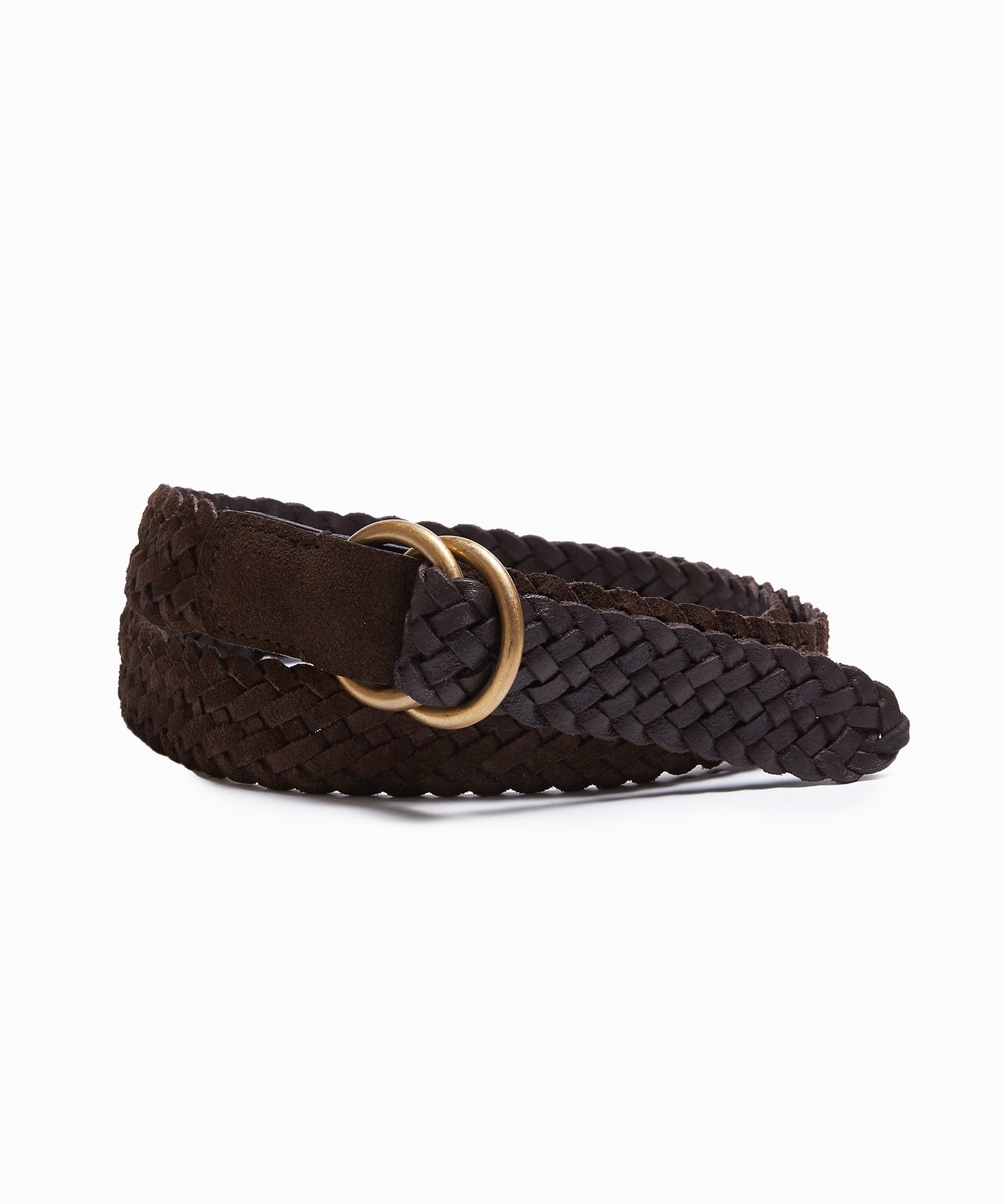 Anderson’s Suede Braided D-Ring Belt in Dark Brown | The Fashionisto
