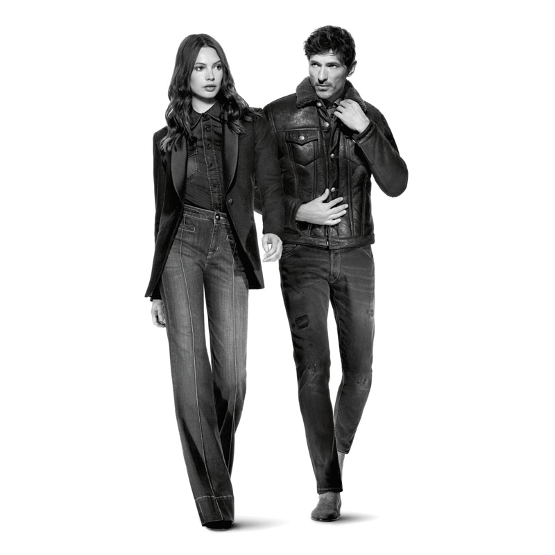 Models Andres Velencoso and Mona Johannesson star in Jacob Cohen's fall-winter 2019 campaign.