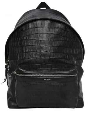 Croc Embossed Leather Backpack Croc Embossed Leather Backpack