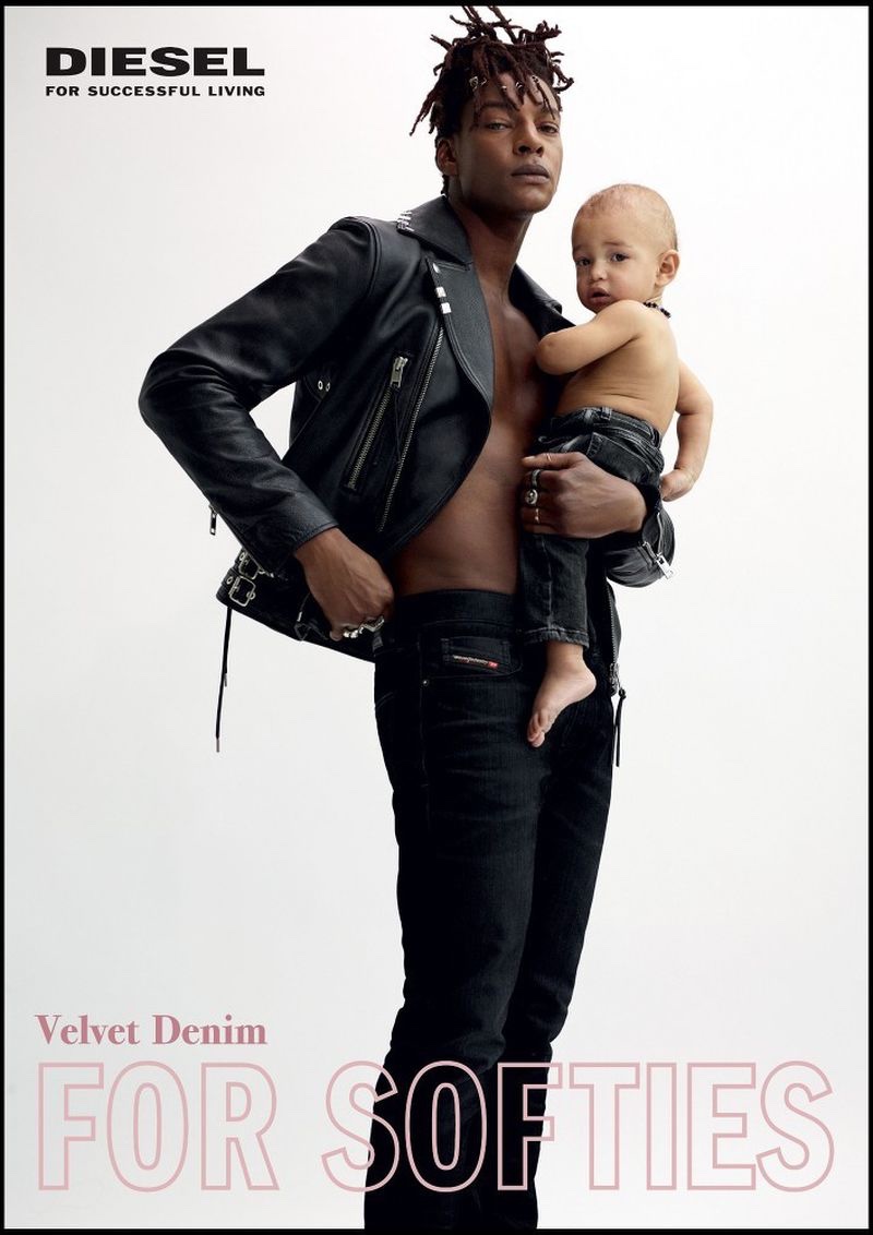 Ty Ogunkoya fronts Diesel's fall-winter 2019 Velvet Denim campaign.