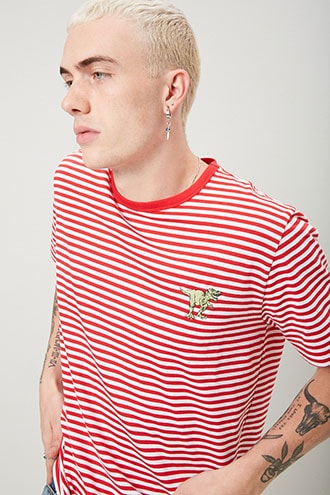 red and white striped tee