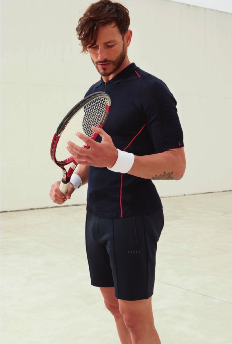 Ready for a game of tennis, Parker Gregory wears Falke.