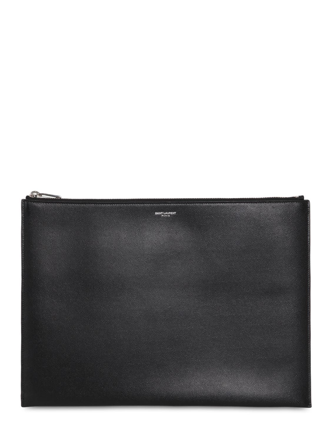 Grained Leather Zipped A4 Pouch | The Fashionisto