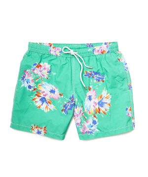 Hartford Watercolor Flower Swim Trunks in Green Hartford Watercolor Flower Swim Trunks in Green