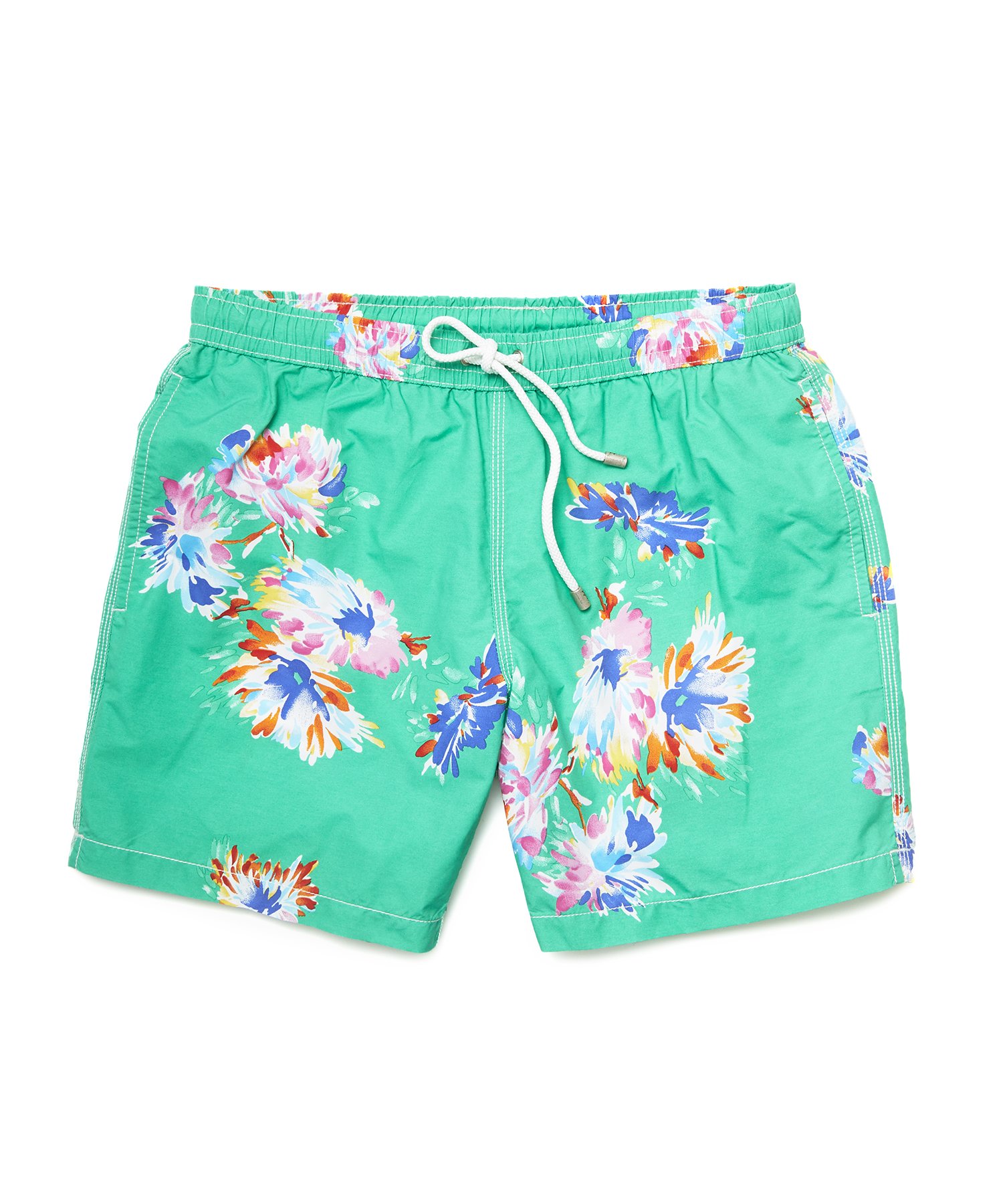 Hartford Watercolor Flower Swim Trunks in Green The Fashionisto