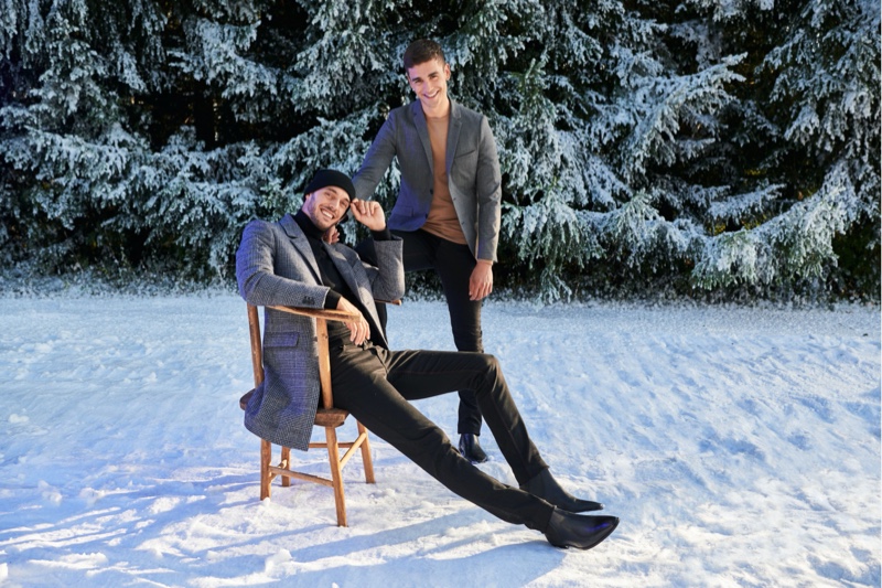 All smiles, Federico Cola and Gonçalo Pinto front Jules' Christmas 2019 campaign.