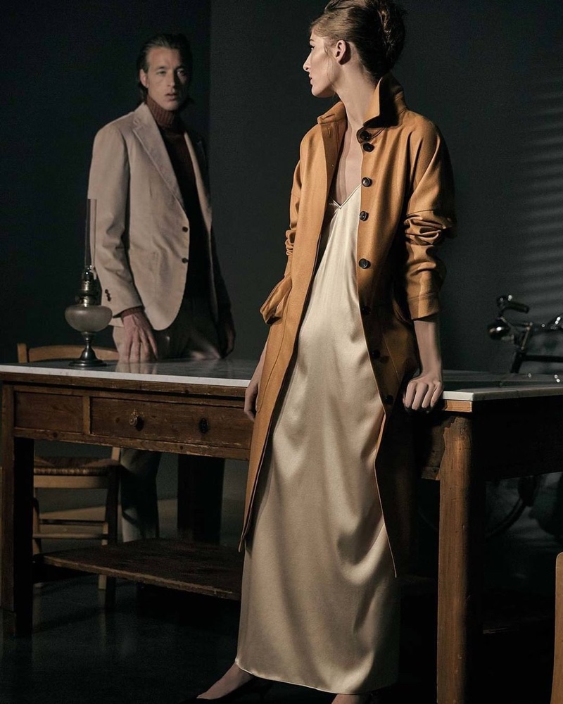 Joel Frampton and Annie Tice star in a fall-winter 2019 campaign for Lardini.