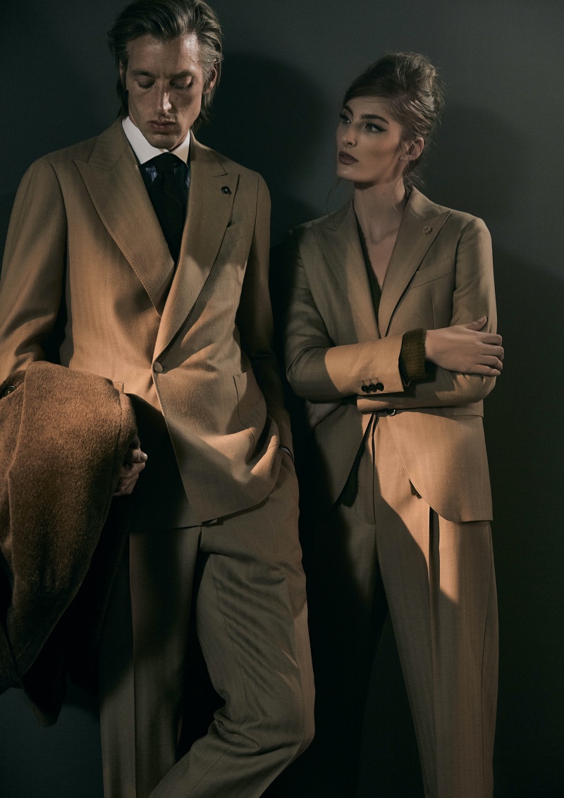 Models Joel Frampton and Annie Tice come together for Lardini's fall-winter 2019 campaign entitled "Obsession." 