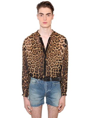 Leopard Print Sheer Silk Shirt Leopard Print Sheer Silk Shirt