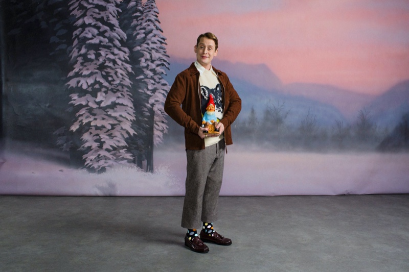 Front and center, Macaulay Culkin appears in Happy Socks' holiday 2019 campaign.