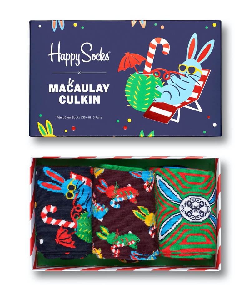 Happy Socks collaborates with Macaulay Culkin on a special set of holiday socks.