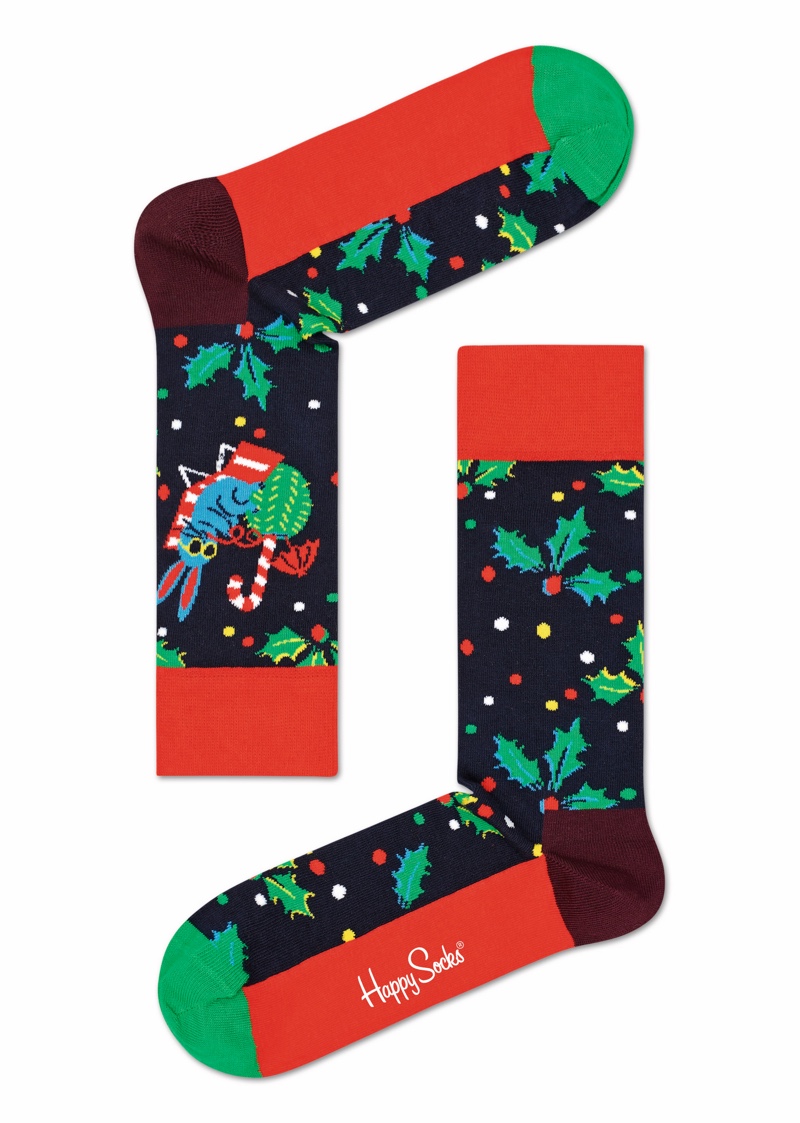 A pair of socks from Macaulay Culkin's Happy Socks holiday collaboration.