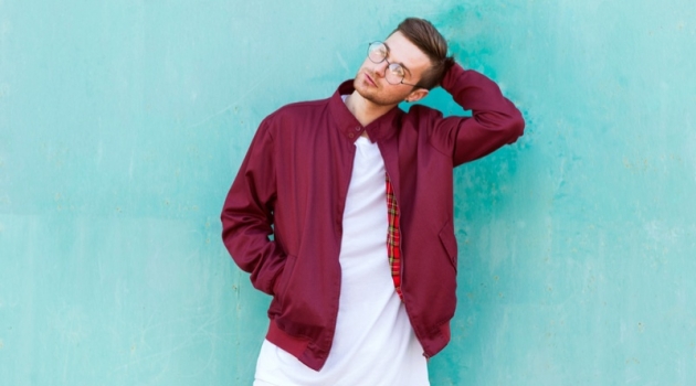 7 Continents & 7 Ways To Style Man Bomber Jacket Long Line T-Shirt White Pants Glasses