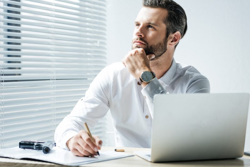 Man at Laptop Working