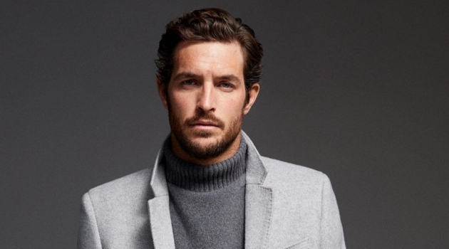 Wool Rising: Justice Joslin Dons Shades of Gray + More for Mango A vision in gray tailoring, Justice Joslin wears Mango.