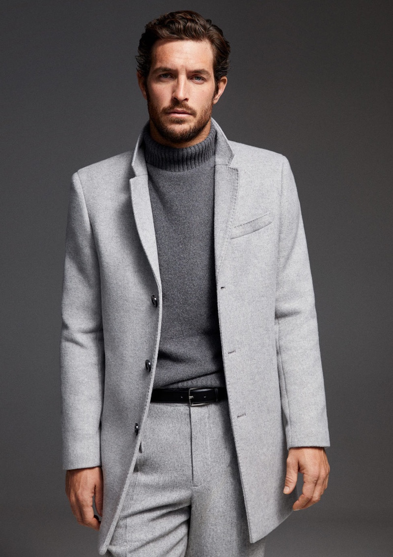 A vision in gray tailoring, Justice Joslin wears Mango.