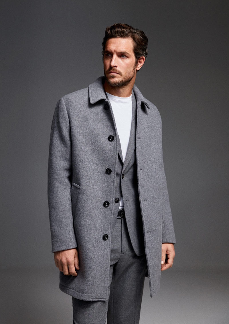 Donning fall tailoring, Justice Joslin models a look from Mango.