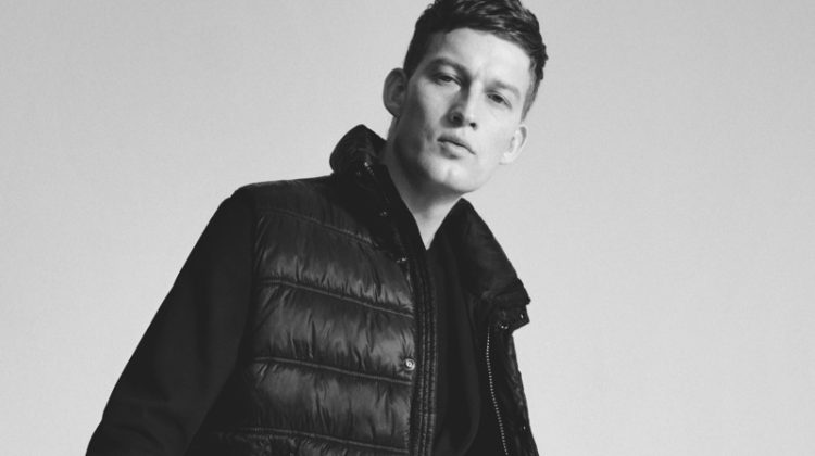 Bastian Thiery dons a look from Marc O'Polo's Limited in Black collection.