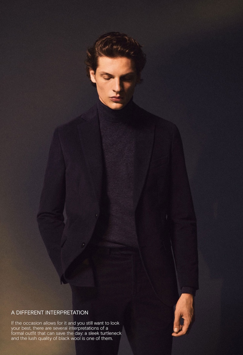 Valentin Caron 2019 Black Tie Massimo Dutti Men's Editorial