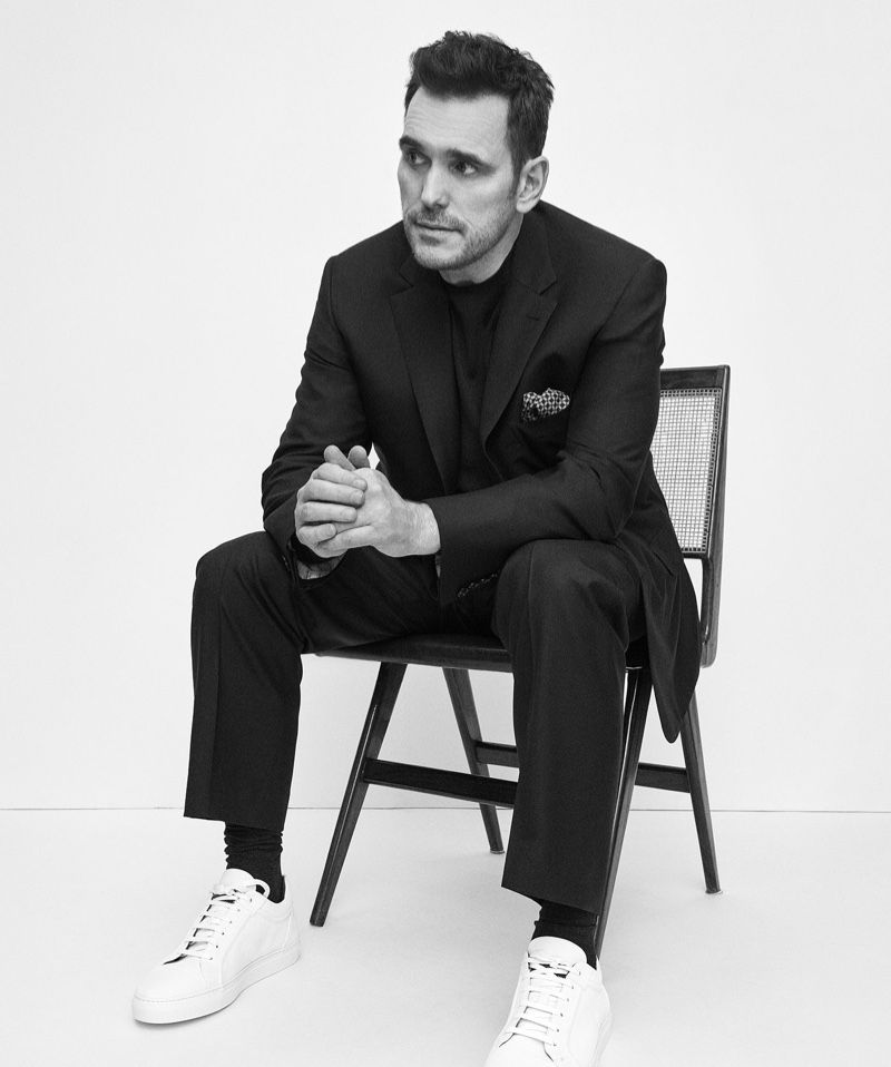 Sitting for a portrait, Matt Dillon appears in Brioni's fall-winter 2019 campaign.