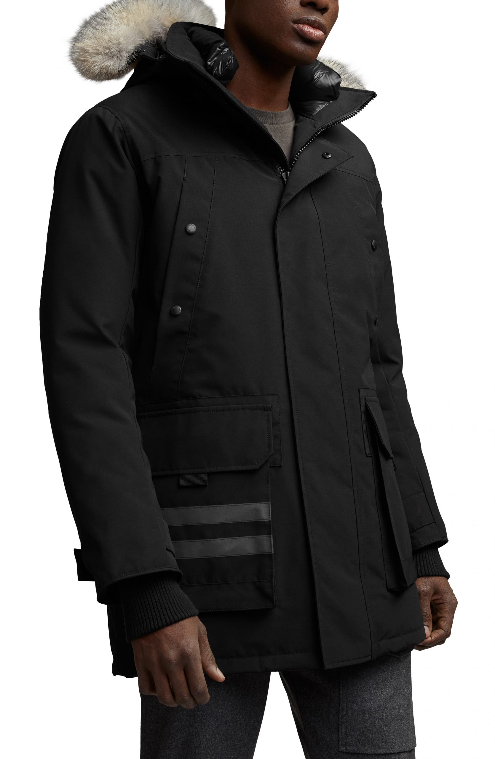 Menâs Canada Goose Erickson Down Parka With Genuine Coyote Fur Trim, Size Small â Black | The dam quick fishing reels