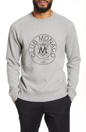 Men's Club Monaco Crest Sweatshirt, Size Small - Grey Men's Club Monaco Crest Sweatshirt, Size Small - Grey