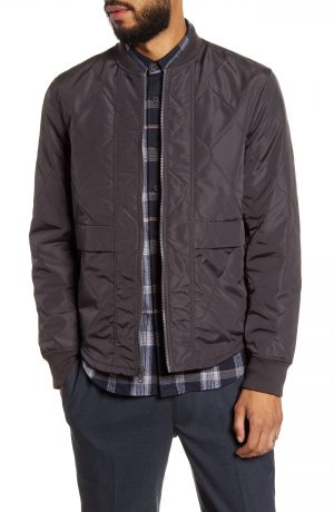 Men's Club Monaco Slim Fit Quilted Jacket, Size Large - Grey Men's Club Monaco Slim Fit Quilted Jacket, Size Large - Grey