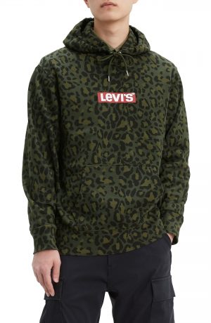 Men's Levi's Cheetah Print Logo Hoodie, Size Small - Green Men's Levi's Cheetah Print Logo Hoodie, Size Small - Green