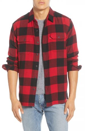Men's Levi's Jackson Flannel Button-Up Work Shirt, Size Medium - Burgundy Men's Levi's Jackson Flannel Button-Up Work Shirt, Size Medium - Burgundy