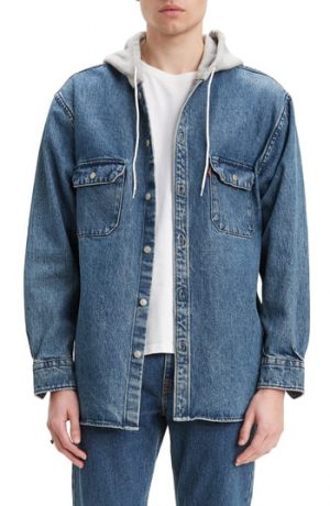 Men's Levi's Jackson Regular Fit Hooded Denim Overshirt, Size Small - Black Men's Levi's Jackson Regular Fit Hooded Denim Overshirt, Size Small - Black