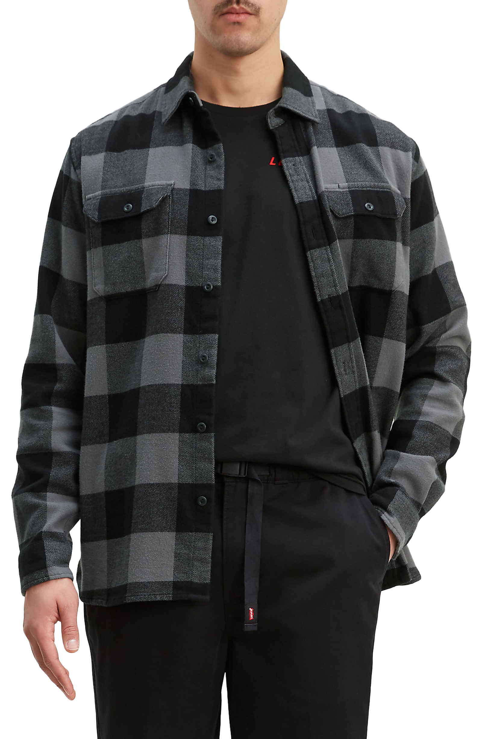 dark grey flannel shirt