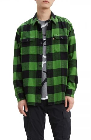 Men's Levi's Jackson Slim Fit Flannel Button-Up Work Shirt, Size Small - Black Men's Levi's Jackson Slim Fit Flannel Button-Up Work Shirt, Size Small - Black