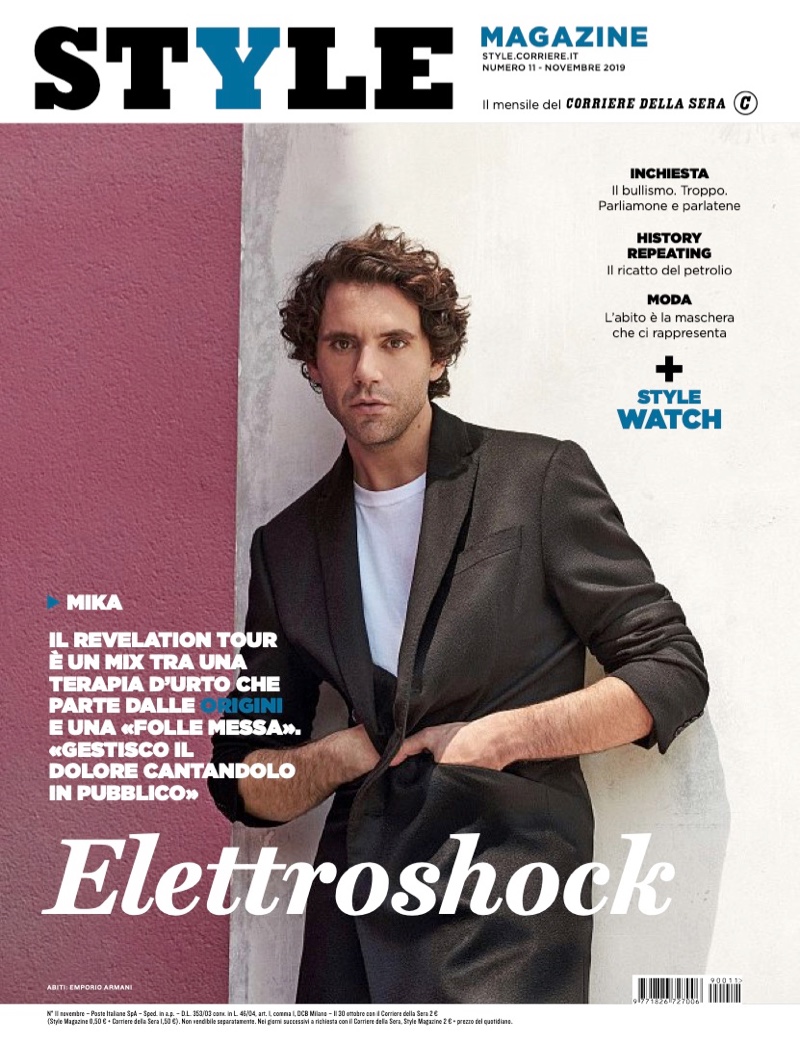 Mika covers the November 2019 issue of Corriere della Sera Style.