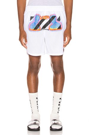 OFF-WHITE Thermo Mesh Shorts in White OFF-WHITE Thermo Mesh Shorts in White