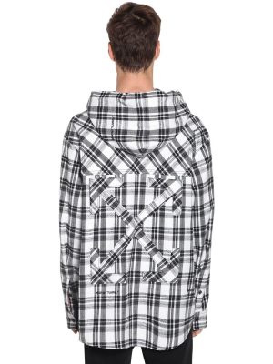 Over Hooded Check Cotton Blend Shirt Over Hooded Check Cotton Blend Shirt