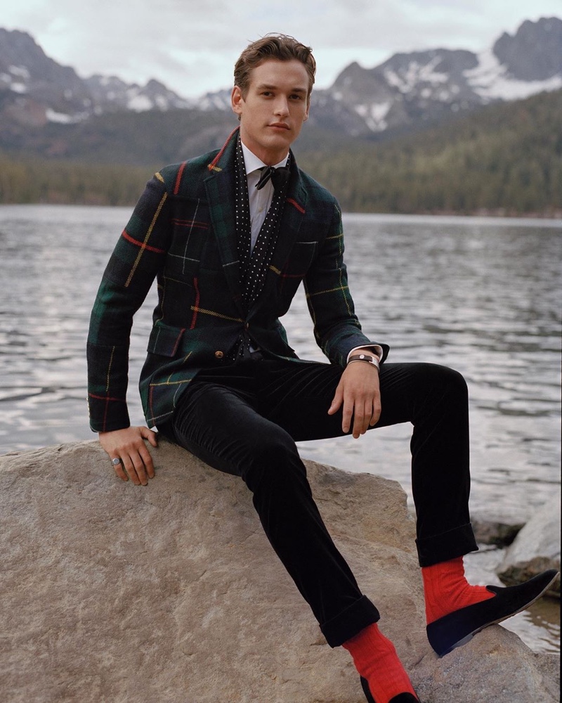 Jegor Venned dons a tartan blazer with velvet pants from POLO Ralph Lauren. » Jegor, Jeenu & Zhao Inspire in POLO Ralph Lauren Holiday '19 Collection Jegor Venned dons a tartan blazer with velvet pants from POLO Ralph Lauren.