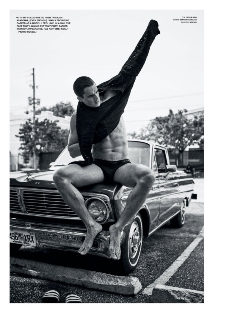 Pietro Boselli stars in an editorial for VMAN.