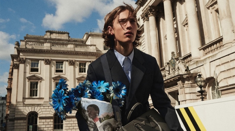 Model Freek Iven appears in Prada's resort 2020 campaign.