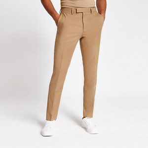 River Island Mens Camel stretch skinny suit trousers River Island Mens Camel stretch skinny suit trousers