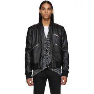 Saint Laurent Black Leather Bomber Jacket Saint Laurent Black Leather Bomber Jacket